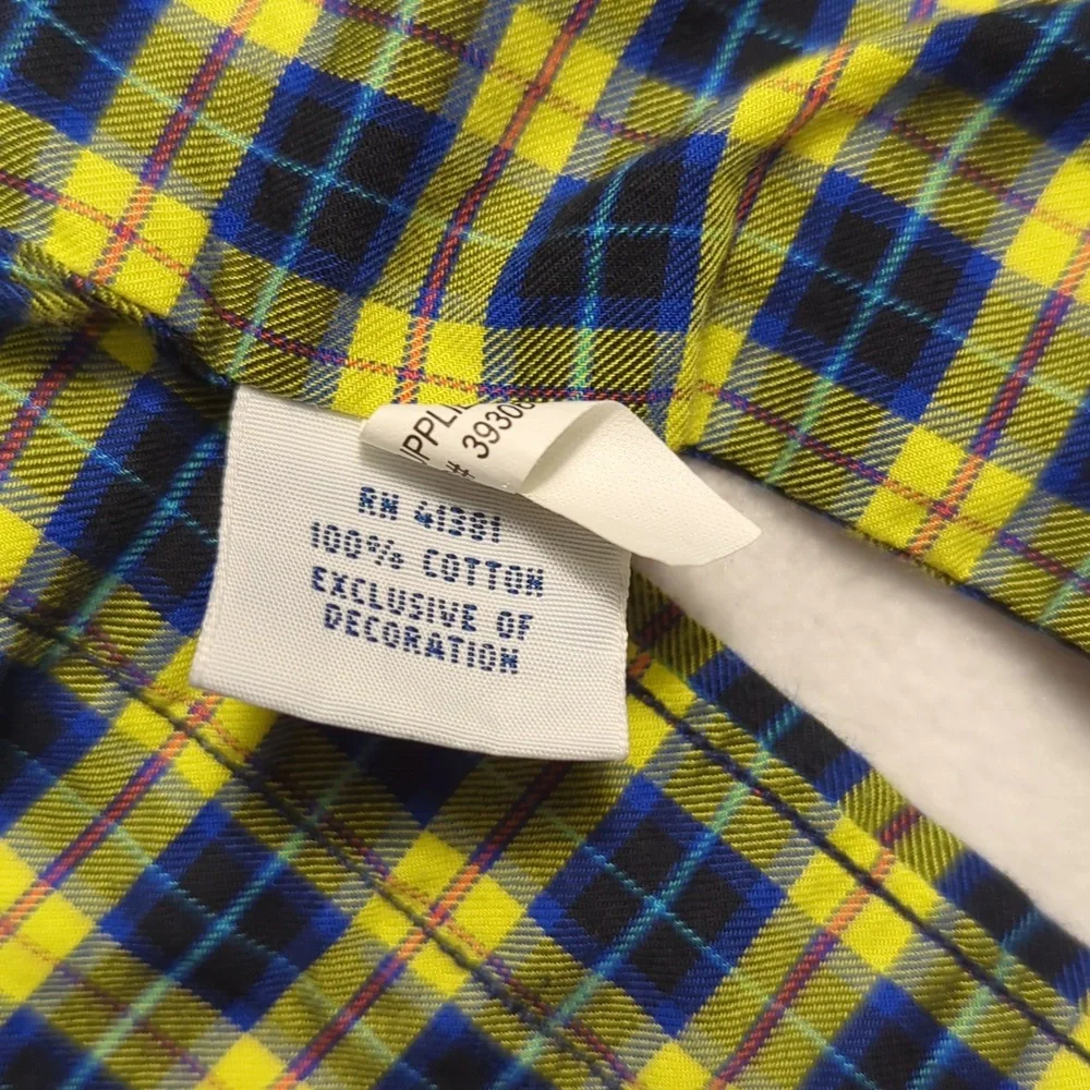Polo Ralph Lauren Yellow & Blue Plaid‎ Long Sleeve Button-down Mens Shirt Size L